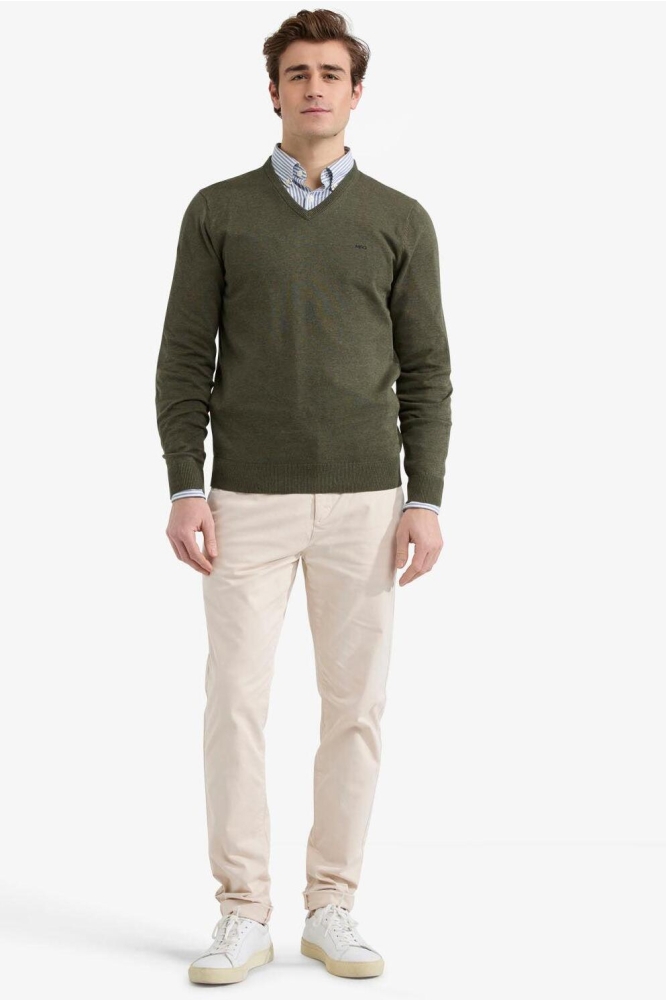 V NECK SWEATER MM251 1201 01 5100 OLIVE